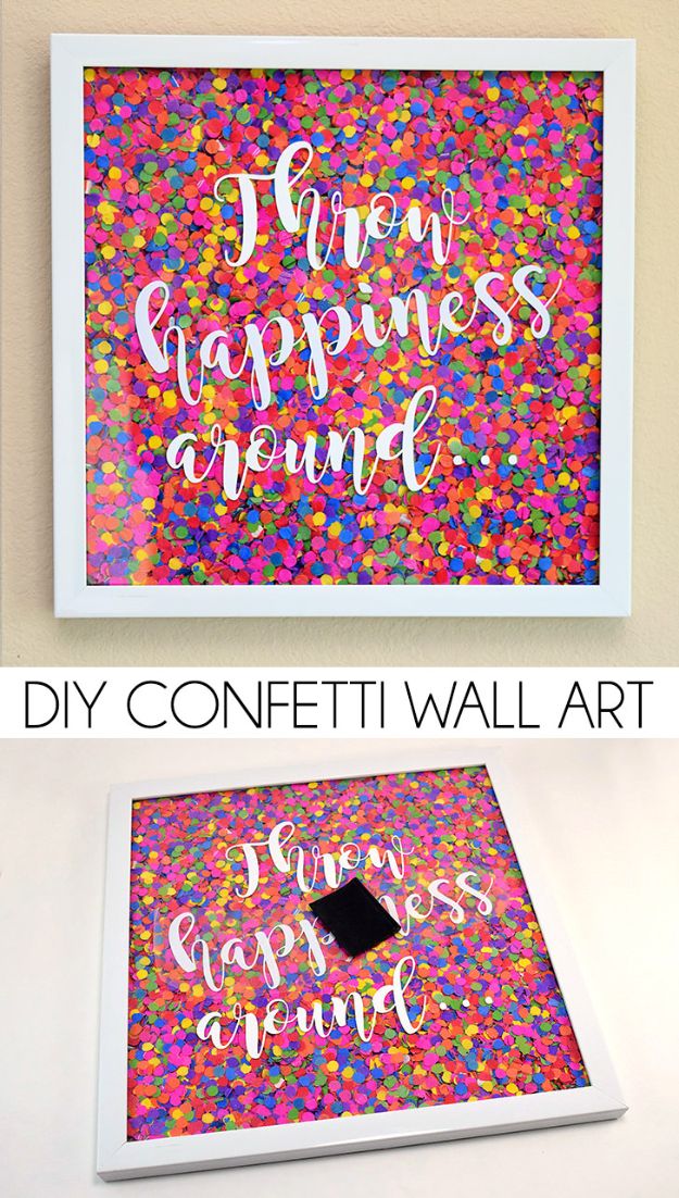 Easy DIY Wall Art Idea for Teenagers | Creative DIY Confetti Wall Art Tutorial | Bedroom Decor Ideas for Teens Walls